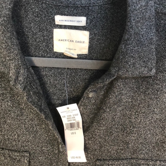 NWT American Eagle Gray Button Down Shirt - Picture 3 of 6
